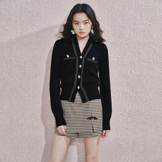 精致优雅感外套女手工织带设计24冬修身显瘦罩衫上衣 商品图0