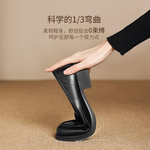 ZHR则则气质优雅粗跟单鞋乐福鞋2024新款通勤小皮鞋百搭舒适女鞋 商品图3