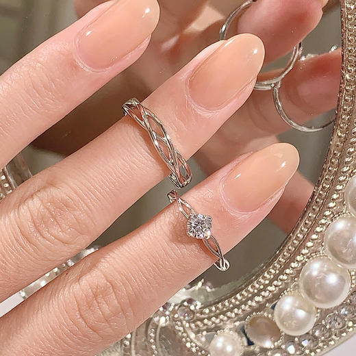 卡蒂罗/KADER 【纯银999|爆闪莫桑钻】永恒之心情侣对戒 爱意交织镂空设计开口可调节素圈一对 钟爱久久求婚 商品图7