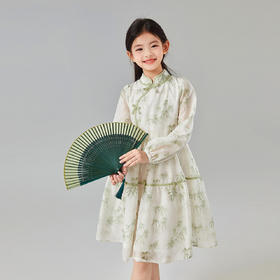 笛莎Deesha 童装女童连衣裙2025春新款新中式国风清新淡雅雪纺连衣裙