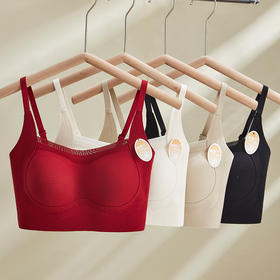 绒冬磨毛保暖提拉内衣固定杯Bra纯色百搭无痕抹胸内搭上衣HLY