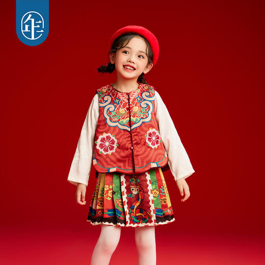 年衣童装女童马甲加绒冬装新款国风新中式儿童坎肩外出马夹拜年服有财华中式马甲 商品图2