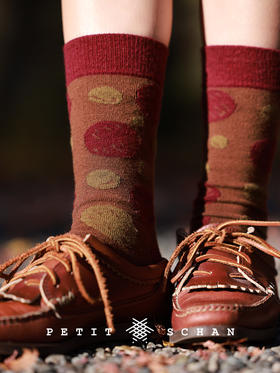 999积分兑换 PETIT SCHAN小闪  葫芦娃 绵羊毛混纺中筒袜一组两双