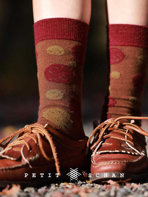 999积分兑换 PETIT SCHAN小闪  葫芦娃 绵羊毛混纺中筒袜一组两双 商品图0