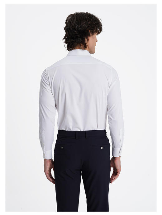 callisto高阶商务系列白色聚酯纤维混纺长袖衬衫 商品图4