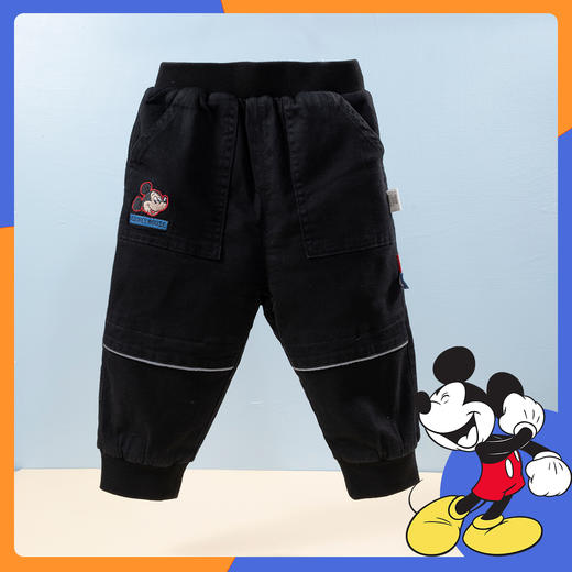 迪士尼童装男童冬款加绒保暖长裤小男孩米奇休闲裤224DK0430 商品图1