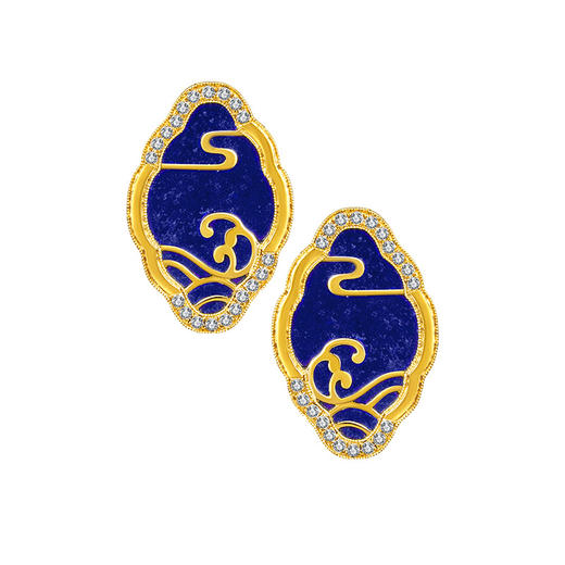 【熙】五行和韵·水 耳饰 云水纹（青金石） 商品图0