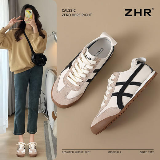 ZHR则则复古情侣德训鞋女春季新款柔软轻便休闲鞋透气舒适板鞋女 商品图1