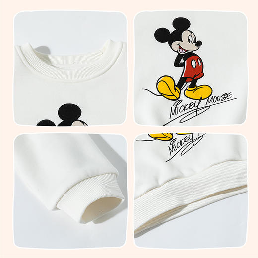 迪士尼宝宝童装秋冬季男童加绒保暖卫衣米奇卡通印花休闲上衣打底ZD1ES003 商品图4