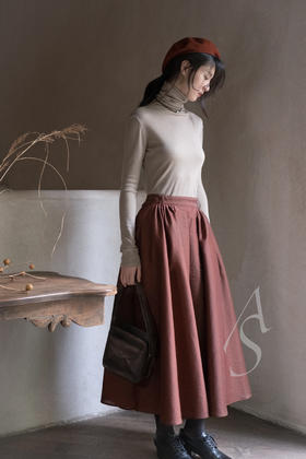 Cortana  深红色/灰茶色GENIE初剪羊毛高领打底衫