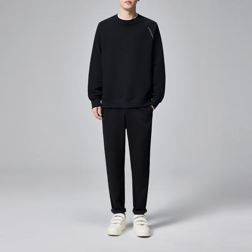 墨麦客男装叠穿假两件圆领卫衣男士2024春秋季新款肌理休闲外套男 商品图4