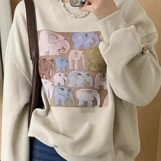 澄鱼生活 秋冬银狐绒圆领加绒印花卫衣 亲肤透气 多款可选 商品图3