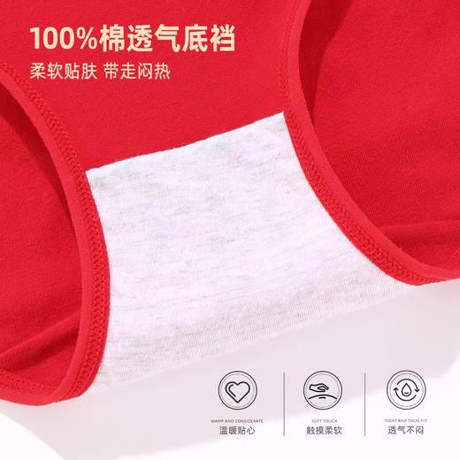 雅黛丽本命年大红内裤女高腰收腹2025蛇年新款纯棉红色结婚礼物女 商品图8