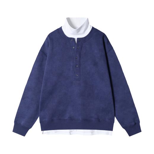 WY944秋冬季新款时尚个性美式街头扎染按扣假两件卫衣宽松情侣套头上衣 商品图1