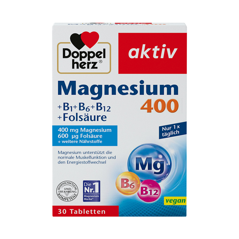 【德国双心】镁+维生素B族营养片  成人复合维生素b族矿物质综合镁补充剂30粒