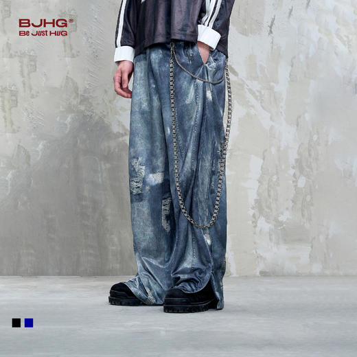 BJHG不计后果仿牛仔休闲裤男款春秋新款潮美式复古直筒设计感长裤 商品图0