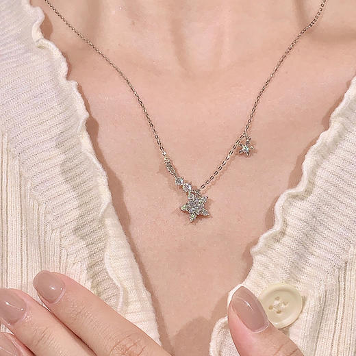 卡蒂罗/KADER 星光雪花项链 小众清冷感雪绒花璀璨繁花设计可调节锁骨链 闪耀星光满钻吊坠 925银 商品图6