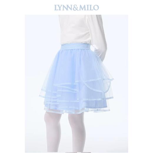 【春上新】【3折】8楼琳麦罗 LYNNMILO 蓝色网纱不规则层叠花边短半裙  吊牌价：598元  活动价：179元 商品图3