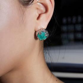 复古鎏金冰晶精致耳环新中式新款爆款独特夸张耳钉女