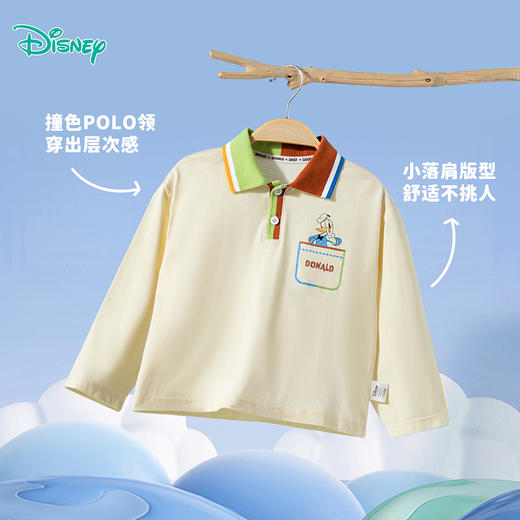 迪士尼活力撞色翻领复古学院风男童长袖T恤ZD1ES018 商品图1