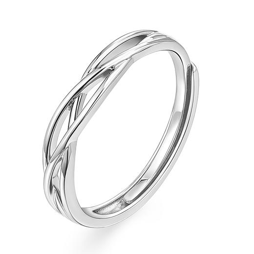 卡蒂罗/KADER 【纯银999|爆闪莫桑钻】永恒之心情侣对戒 爱意交织镂空设计开口可调节素圈一对 钟爱久久求婚 商品图2