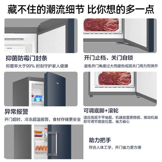 海尔（Haier）风冷无霜立式冰柜家用290升大容量全冷冻柜抽屉式侧开门单门冰箱母乳BD-290WGHBM以旧换新 商品图6