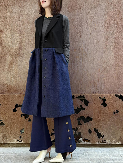 TYNVIE 羊毛混纺双色马甲连衣裙 商品图8