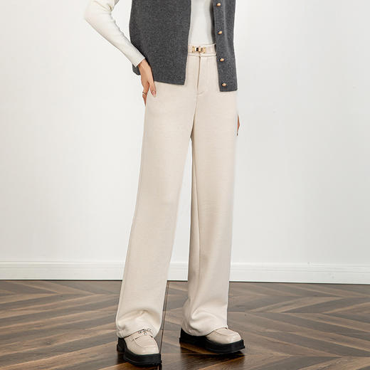 【高货rg】全新升级【铂金会员165/天猫219/差价54】(41249) 洛诗琳绵羊毛阔腿裤2024秋冬新款醋酸垂感显瘦休闲直筒拖地裤 商品图2