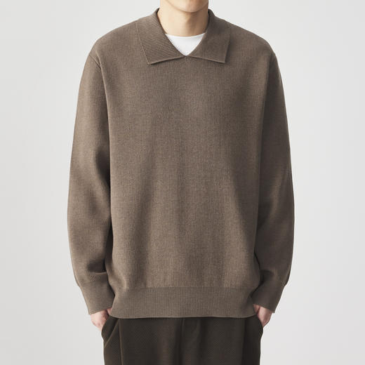 墨麦客男装 远红外升温 翻领针织衫冬季新款宽松保暖套头毛衣男。 商品图1