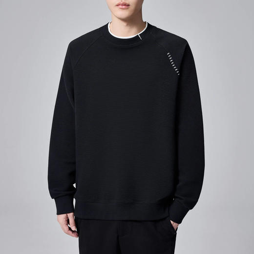 墨麦客男装叠穿假两件圆领卫衣男士2024春秋季新款肌理休闲外套男 商品图1