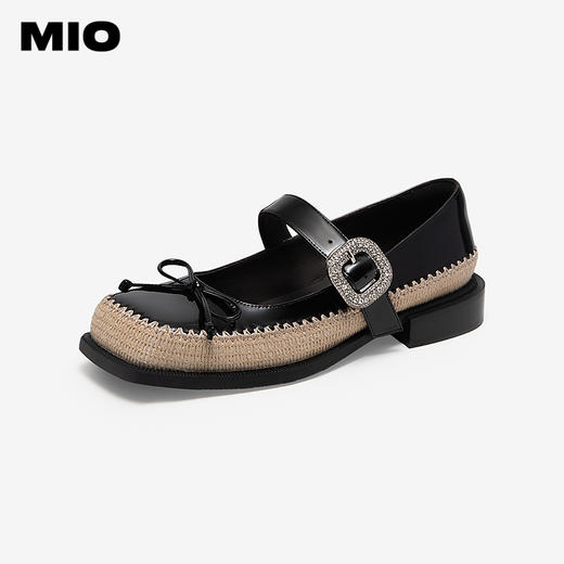 MIO米奥春季新款复古方头拼色玛丽珍鞋甜美搭扣浅口单鞋女鞋M251430144 商品图1
