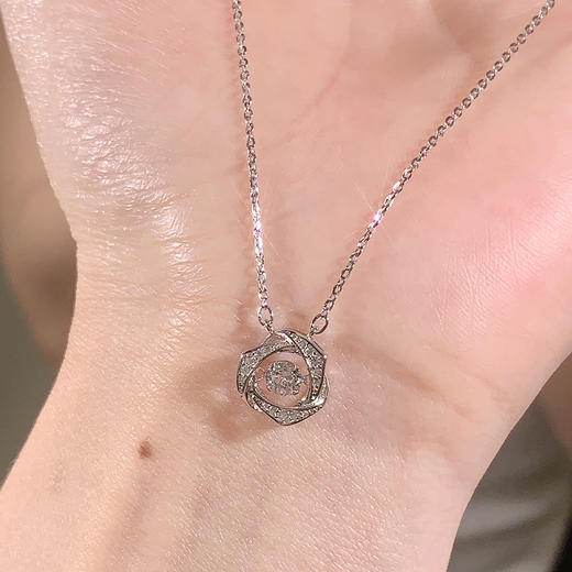 卡蒂罗/KADER 守护誓言项链 浪漫玫瑰造型跳动的心设计可调节锁骨链 简约时尚轻奢百搭闪钻吊坠 925银 商品图7