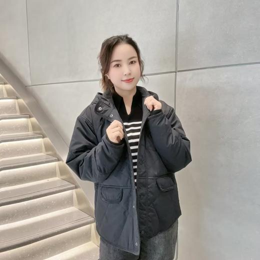 佐丹奴女装秋冬季大口袋连帽棉衣菱形格纹棉服外套05374614 商品图4