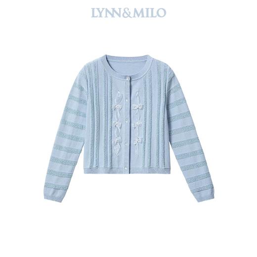 【春上新】【3.8折】8楼琳麦罗 LYNNMILO 蓝色毛织穿织带开口毛衫  吊牌价：798元  活动价：303元 商品图4