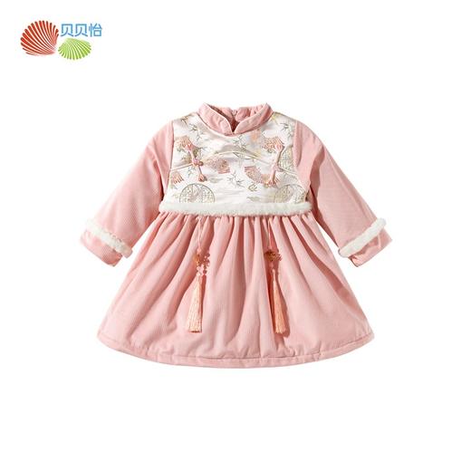 贝贝怡童装秋冬季女童国风长袖连衣裙夹棉保暖裙子可爱甜美公主裙ZB1EQ002 商品图7