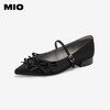 MIO米奥春季新款银装芭蕾玛丽珍鞋甜美蝴蝶结尖头坡跟单鞋M251478707 商品缩略图0