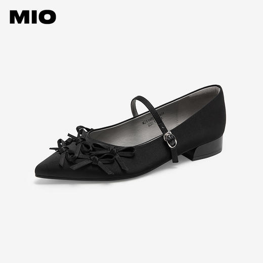 MIO米奥春季新款银装芭蕾玛丽珍鞋甜美蝴蝶结尖头坡跟单鞋M251478707 商品图0