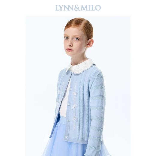 【春上新】【3.8折】8楼琳麦罗 LYNNMILO 蓝色毛织穿织带开口毛衫  吊牌价：798元  活动价：303元 商品图3