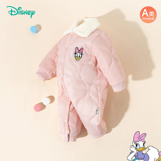 迪士尼童装宝宝夹棉加厚连体服冬季新款防风保暖加绒翻领哈衣爬服ZD4DL020 商品图2