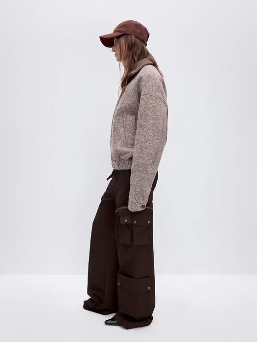 出逃赤岗西/24AWM58/500克重磅羊毛 复古粗花呢立领夹棉保暖短款毛呢外套 商品图2