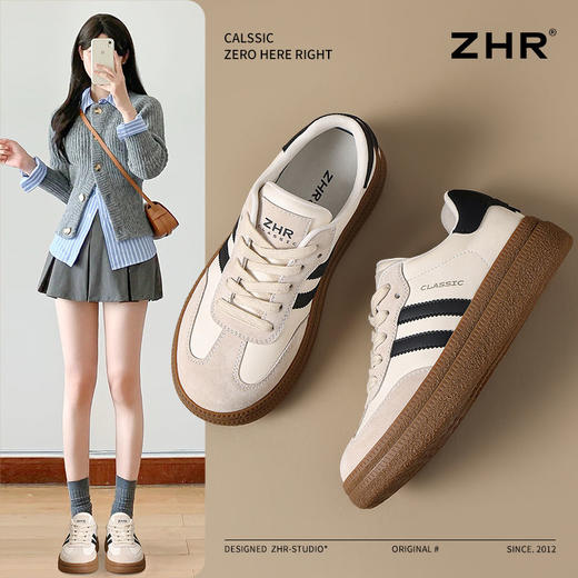 ZHR则则厚底增高德训鞋春季新款软底防滑板鞋柔软轻便运动休闲鞋 商品图7