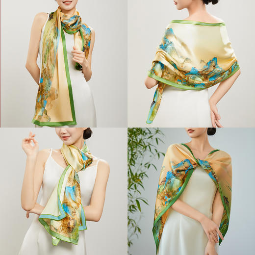 【故宫丝巾】千里江山真丝丝巾礼盒博物馆文创送妈妈长辈新年生日礼物 商品图4