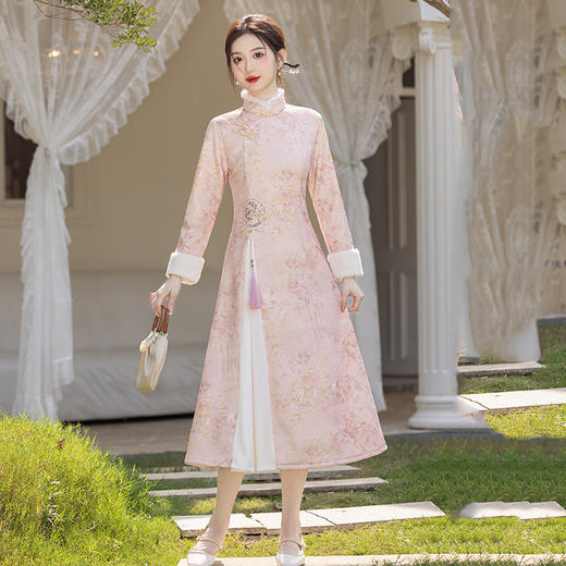 ZQ SC20323加绒加厚显瘦奥黛新中式改良旗袍 商品图1