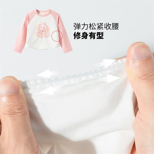 贝贝怡2025春季女童新款T恤时尚粉色插肩袖上衣中大童运动休闲t恤ZB1ES002 商品图7