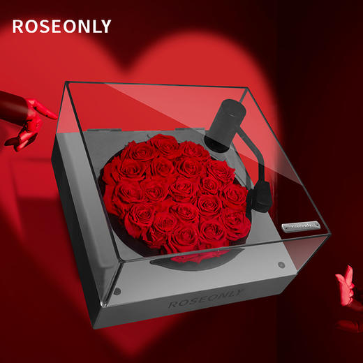 【留声机】ROSEONLY诺誓 永生玫瑰花礼盒 音乐留声机  小号 大号   红色 粉色   生日情人节 结婚 送爱人礼物 商品图1