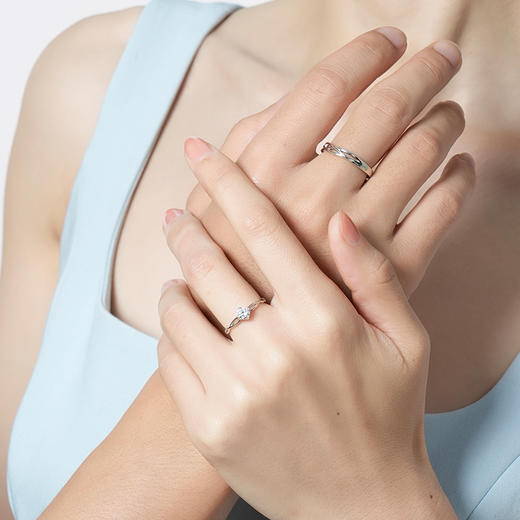 卡蒂罗/KADER 【纯银999|爆闪莫桑钻】永恒之心情侣对戒 爱意交织镂空设计开口可调节素圈一对 钟爱久久求婚 商品图3