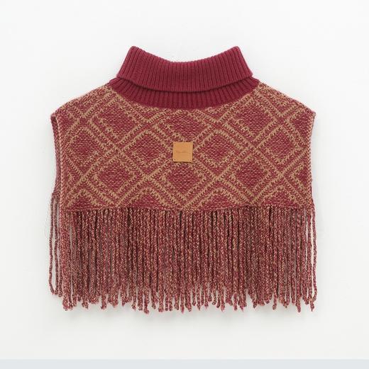 青海羊绒针织提花流苏斗篷式披肩SJF96W327N 商品图5