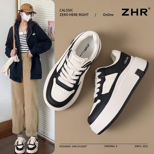 ZHR则则厚底轻便板鞋女春秋新款ins百搭休闲运动鞋显瘦增高小白鞋 商品图1