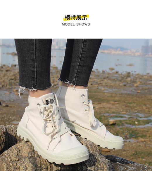 ISTEP春季女士帆布马丁靴厚底增高工装鞋薄款透气高帮徒步女鞋 商品图5