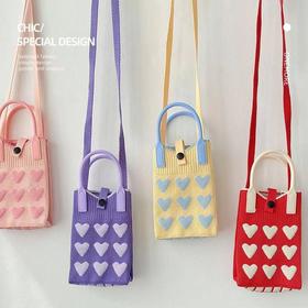 立减20【韩版针织甜美手提包，便携收纳斜挎包！】新款手机包女 韩版针织甜美手提包 斜挎百搭学生包 便携女士收纳斜挎包-QQ#异业福利